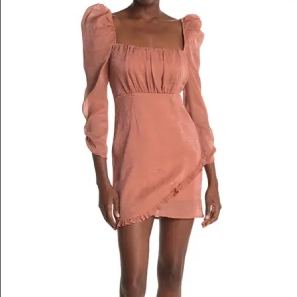 ASTR The Label - Puff Sleeve Asymmetrical Midi Dress